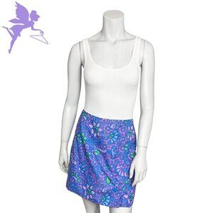 TIBI HYLAND Faux Wrap Batik Mini Skirt With Bow